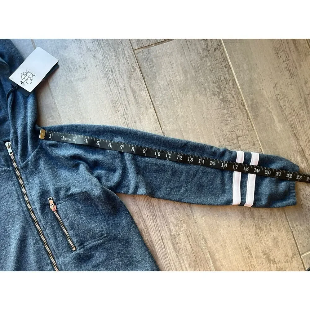 CHASER Boys Striped Hoodie Sweatshirt Full Zip Blue White Designer NEW 12